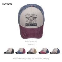 KUNEMS หมวกเบสบอลผ้าฝ้ายซักสำหรับผู้ชายและผู้หญิง,หมวกเรโทรสแนบแบ็กหมวกบังแดดหมวกแก๊ปโผล่หมวกบังแดดฤดูร้อนหมวกกีฬา Unisex