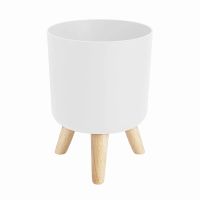 Modern Plant Pots with Wooden Legs Holder Bedroom Living Room Floor Standing Potted Flower Pot Home Garden Planters