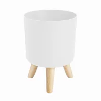 Modern Plant Pots with Wooden Legs Holder Bedroom Living Room Floor Standing Potted Flower Pot Home Garden Planters