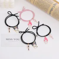 [Lady Sugar]2Pcs\Set Cute Cartoon Couple Bracelet Magnet Gift Friendship Charms Elastic Rope Jewelry for Best Friends Lovers