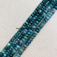 Natural Stone Smooth Rondelle Moss Agate 7" Loose Beads 4X6 5X8mm Pick Size For Jewelry Making DIY