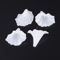 10pc Transparent White Color Frosted Acrylic Flower Beads Calla Lily Dyed White 1-5/8x1-1/4x1-3/8 inch(40.5x33x35mm) Hole: 3mm