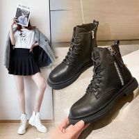 รองเท้าบูทหุ้มข้อ รองเท้าบู๊ทสไตล์อังกฤษ/Ankle boots(8818) รองเท้าบูทมาติน สูง2.5cm นิ่มมากใส่แล้วสวย น้ำหนักเบา