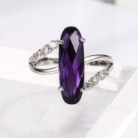 Purple Oval Ring Womens Zircon Micro Inlaid Imp Fashion Mosang Stone Ring S0RO