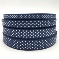 [HOT YUKXKLJWHJKG 578] 10มม. 15มม. 20มม. 25มม. Grosgrain ริบบิ้น Navy Blue พิมพ์ Polka Dot โบว์ผมคริสต์มาสงานแต่งงานตกแต่ง DIY ห่อของขวัญ