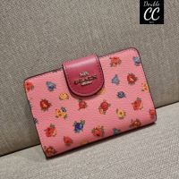 (แท้ ?%‼ from Factory) C9934 MEDIUM CORNER ZIP WALLET WITH MINI VINTAGE ROSE PRINT