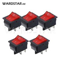 5Pcs Red Light Illuminated 4 Pin DPST ON/OFF Snap In Rocker Switch 16A 250V AC 25x31mm Electrical Circuitry  Parts