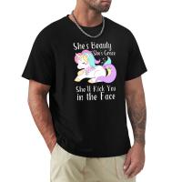 SheS Beauty SheS Grace SheLl Kick You In The Face Cute Unicorn T Shirt Plus Size T Shirts T Shirts Men| | - Aliexpress