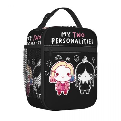 ☁ Wednesday Addams And Enid Thermal Insulated Lunch Bag School Cute Wednesday Girls Portable Bento Box Thermal Cooler Food Box