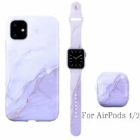 ♕♦ Fran-8ps Phone Case For iPhone 11 12 13 Pro Max XS Max XR 7 8 Plus Rubber Cover Watchband Strap 38/40/42/44 For Airpods 2 Case