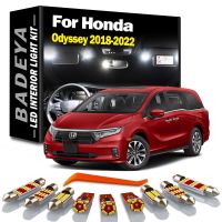 ชุดหลอดไฟเสริมแสงโดมส่องแผนที่ LED ภายใน18ชิ้นสำหรับ Honda Odyssey 2018 2019 2020 2021 2022ไม่มีข้อผิดพลาด Canbus ไฟกระจกแต่งหน้า