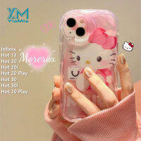 YiaMia เคสโทรศัพท์เฮลโลคิตตี้ใหม่สำหรับอินฟินิตี้30 30i ร้อน30 20i ฮอต20 Hot Play Hot 20 Hot Play ร้อน12น่ารักแฟชั่น3D แอนิเมชั่นการ์ตูนเคสกันกระแทกพิมพ์ลายขอบหยักฝาครอบด้านหลังเพื่อการป้องกัน TPU นิ่มสำหรับเด็กผู้หญิง