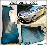 ผ้ายางปูพื้นรถยนต์ ถาดยางปูพื้น พรมปูพื้นรถ TOYOTA VIOS &amp;gt; 2013 14 15 16 17 18 19 20 21 2022 &amp;gt; 3 ชิ้น หน้า 2 หลัง 1 ชิ้นยาว