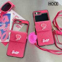 HOCE Kawaii Barbie เคสโทรศัพท์สำหรับ Samsung Galaxy Z Flip 5 4 3 Flip5 Flip4เคสตุ๊กตาอนิเมะจี้เคสแบบแฟชั่น