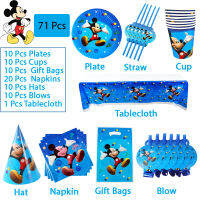 Mickey Mouse Party Supplies ชุดถ้วยกระดาษแผ่นผ้าเช็ดปากผ้าปูโต๊ะบอลลูนวันเกิดตกแต่งเด็กทารก-zaldfjgnsdg