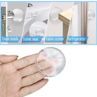 【CW】 6pcs Self-adhesive Door Handle Plug Transparent Silicone Wall Protector Non-slip Round Doors Stopper Muffler