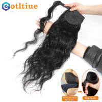 Body Wave Long Wavy Wrap Around Clip In tail Hair Extension zilian Remy Human Hair สีธรรมชาติทนความร้อน Tail