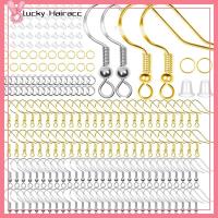 LUCKY HAIRACC 300 PCS 2สีค่ะ ชุดตะขอต่างหู แผ่นยางรอง โลหะผสมอัลลอยด์ ห่วงสำหรับกระโดด งานทำมือ ทองและเงิน หลังต่างหูใส สำหรับการทำเครื่องประดับ DIY