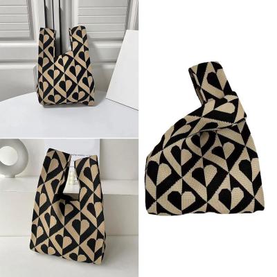 Knit Handbag Casual Reusable Tote Bag Large-capacity Handmade Fashion Tote Women Girls Heart Bag Portable Bag Ladies Pattern R7T4