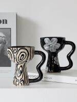 ✘⊕ high-grade exquisite ceramic Stemware hand held Mug high-level cup design sense niche