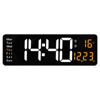 16-Inch LED Digital Display Wall Clock Temperature and Humidity Display European Wall Clock Timer Countdown Timer