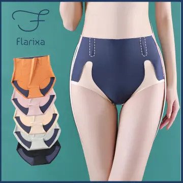 Flarixa Seamless Underwear Women's Panties High Waist Tummy Hips Safety  Pants Slim Shaping Underwear Ice Silk Boxer Briefs