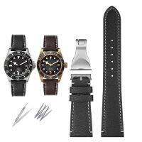 ¤✸✢ 20 มม. 22 มม. สายหนังวัวแท้วินเทจสำหรับ Tudor Black Shield Safflower M79250BA GMT Pelagos IWC สร้อยข้อมือ