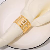 12pcs Hollow Ring Great Table Cloth Button Golden Gold-plated Rings Hotel Napkin