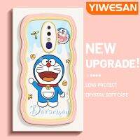 YIWESAN เคสสำหรับ OPPO F11 F11โปร A9 A9X 2019การ์ตูนน่ารักโดราเอมอนโบกสีสันสดใสน่ารักขอบคลื่นครีมกันกระแทกแบบใสนิ่มเคสมือถือโปร่งใสลายกล้องถ่ายรูปสร้างสรรค์เคสป้องกันซิลิโคนเรียบง่าย