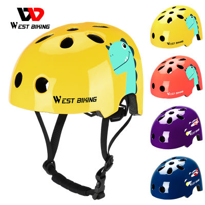 WEST BIKING Cartoon Kids Bicycle Helmet EPS Protective Gear Girls Boys Bike Riding Sports Safety Cap Children Cycling Helmet