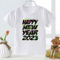 Merry Christmas Kids T-shirt Oversized Fashion 2023 Happy New Year Print Childrens Clothes Short Sleeve Toddler Tops Wholesale