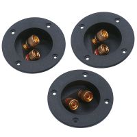 3 Pcs DIY Home Car Stereo 2-Way Speaker Box Terminal Binding Post Round Spring Cup Connectors Subwoofer Plugs (Black)