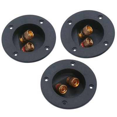 3 Pcs DIY Home Car Stereo 2-Way Speaker Box Terminal Binding Post Round Spring Cup Connectors Subwoofer Plugs (Black)