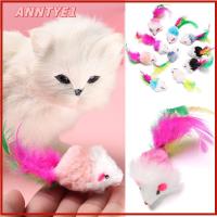 ANNTYE1 10Pcs ปฏิบัติ ตลก หางขนนก ของขวัญ ของเล่นแมวเมาส์ ลูกแมว ชุดสั่นหนู ของเล่นแมวแบบโต้ตอบ