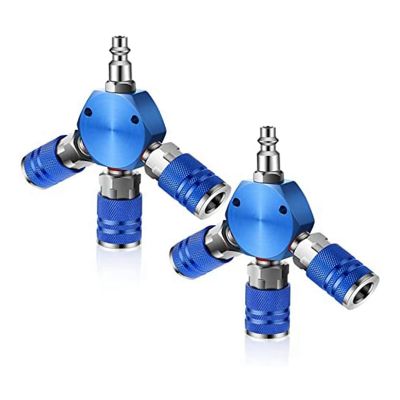 2 Pcs Air Hose Connectors 3 Way Air Hose Fittings 1/4 in NPT Air Compressor Fittings Air Compressor Accessories