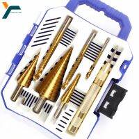 7Pcs Step Drill Bit Saw Drill Set Center Punch Titanium Milling Cutter 4-12 4-20 4-32mm 3 6 8mm Woodwork Metal Core Hole Opener