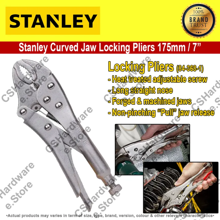 STANLEY Locking Pliers Curved Jaw 7 inch 843681 Curved Jaw with Wire