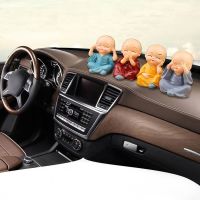 lujie 1 Set Four Monk Cute Decorative 6cm Lovely little Dolls 4 postures Monks Car Interior Display Decoration Car Ornaments Accessory