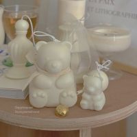 Cute Bear Candle Photographic Prop Creative Gift Bear Shape Soybean Wax Solid Color White Candele Decorative Home Decor BE50CA