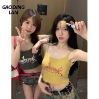 Gaodinglan High Streetwear แขนกุดผู้หญิง Camis Creative Letter พิมพ์เปิดเผยสะดือเซ็กซี่ถัง Pure Desire Spice Girls Tees