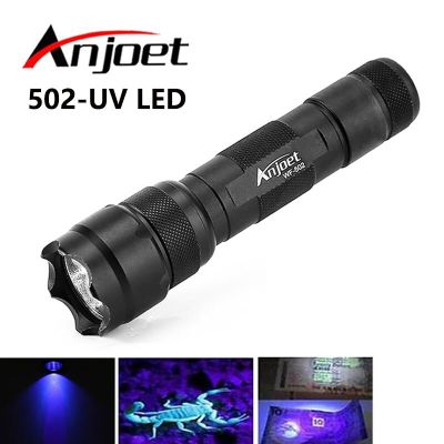 Anjoet 502B 800 Lumen WF-502B UV Violet  LED Aluminum Flashlight Torch Purple Light 395nm Ultraviolet Lamp For 18650 Battery Rechargeable Flashlights