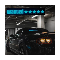 Windshield Electric 5 Stars Wanted Car LED Sign Light Up Window Stickers for JDM Glow Panel Accessories - Blue Light