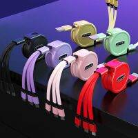 GUAIB สายชาร์จ Macaroon แบบยืดหดได้อุปกรณ์เสริมสำหรับโทรศัพท์ USB สายไฟข้อมูล Micro USB ชนิด C สายดาต้าเครื่องชาร์จพาวเวอร์แบงค์สายชาร์จ3 In1สาย USB สายที่ชาร์จความเร็วสูง