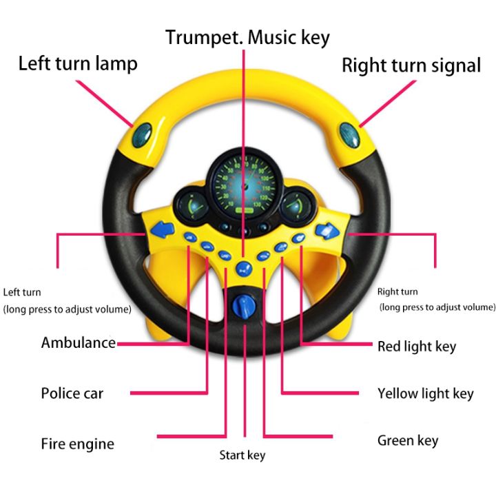 น่ารักเด็กพวงมาลัยของเล่นที่มีการจำลองแสงขับรถเสียงเพลงตลกการศึกษาเด็กอิเล็กทรอนิกส์เดินทางของเล่นเด็ก