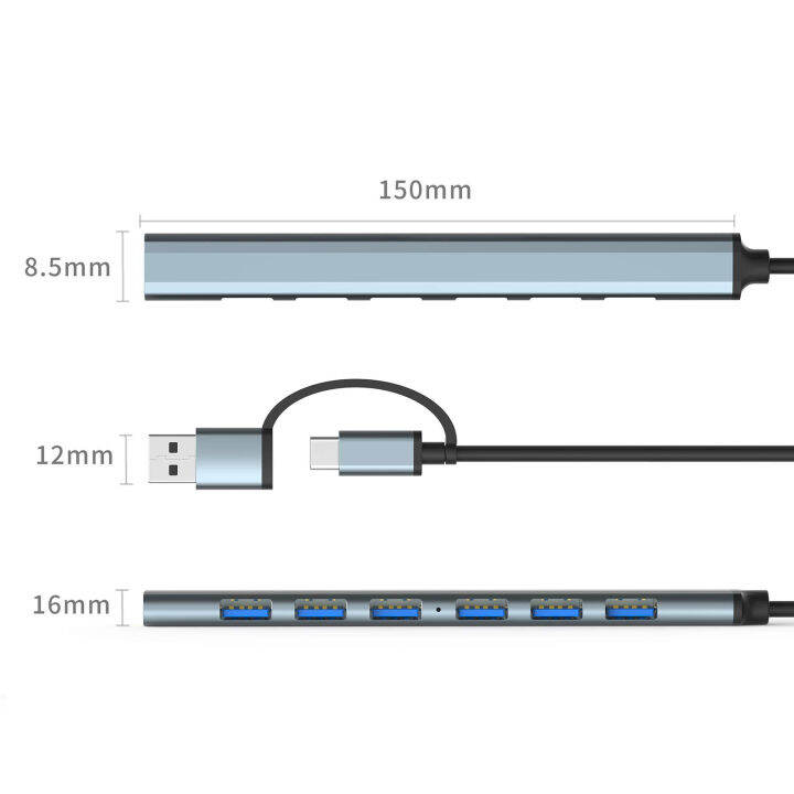 สถานีเชื่อมต่อการจัดเก็บข้อมูลขนาดใหญ่7พอร์ตมัลติฟังก์ชั่การถ่ายโอนความเร็วสูงแฝงเกมต่ำสนับสนุนฟังก์ชั่น-otg-5gbps-type-c-usb-3-0หลายพอร์ต-s-plitter-expander-hub-อุปกรณ์คอมพิวเตอร์สถานีเชื่อมต่อมัลติฟ