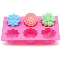 GL-แม่พิมพ์ ซิลิโคน ดอกไม้ 3 แบบ 6 ช่อง (คละสี) 3 types of flower silicone molds, 6 cavities