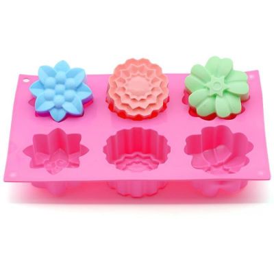 GL-แม่พิมพ์ ซิลิโคน ดอกไม้ 3 แบบ 6 ช่อง (คละสี) 3 types of flower silicone molds, 6 cavities