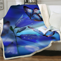 Beautiful butterfly 3D Print Fleece Blanket for bed bedspread Sherpa blanket T07