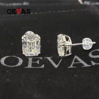 OEVAS 100 925 Sterling Silver Stud Earrings For Women Sparkling 8*10mm High Carbon Diamond Wedding Party Fine Jewelry Wholesale