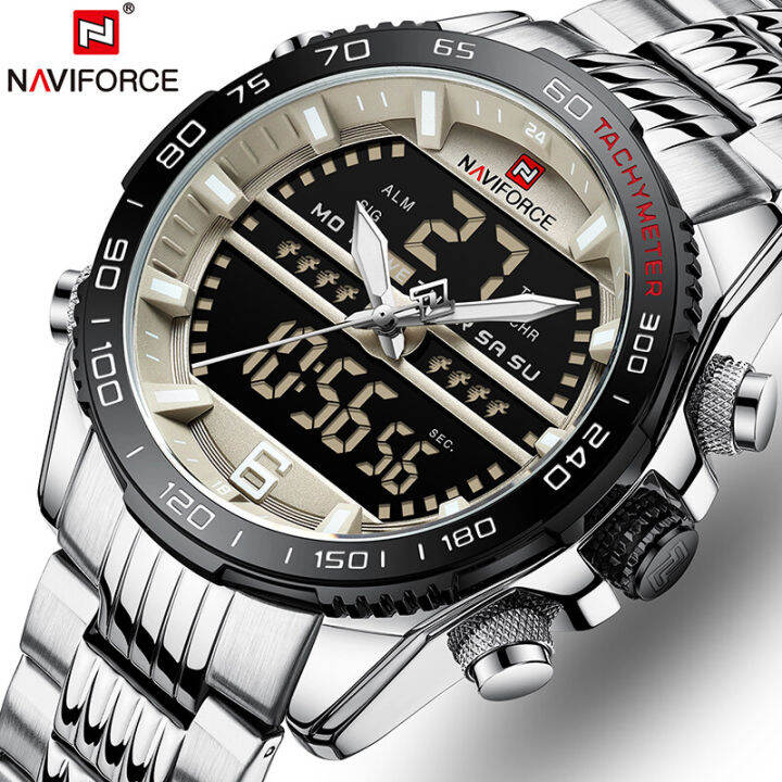 NAVIFORCE Klasik Mewah Jam Militer Pria Digital, Hadiah Jam Tangan Pria